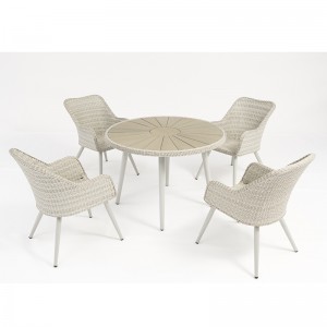 Aluminium Rattan Gartenmöbel Set runden Tisch mit 4 Stühlen